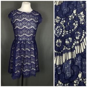 Maeve Navy & Cream Eyelet Sheath Dress